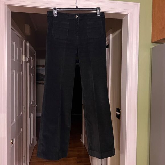 Women's Kors by Michael Kors Black Wide Leg Corduroy Trouser Jeans Pant Size 12 - Picture 2 of 3